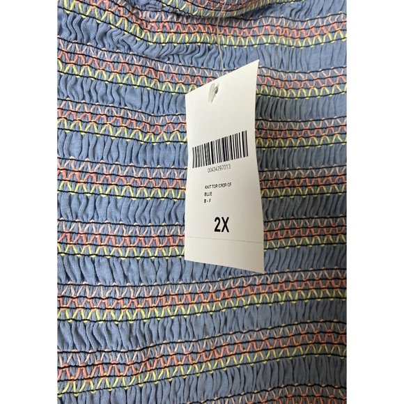 Forever 21 Knit Smocked Off the Shoulder Blue Crop Top Size 2X NWT - Picture 5 of 5